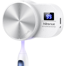 NITRONCE UV-C Toothbrush Sterilizer, Disinfectant, Toothbrush Holder with Suction Cup, Portable Toothbrush Case/Toothbrush Protector for Family/Travel, Birthday Gift for Men/Women, White