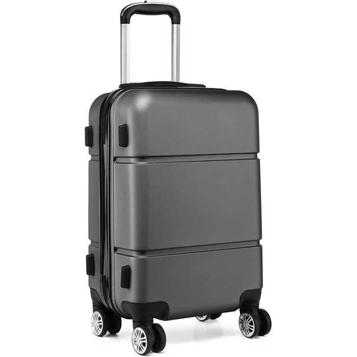 Валіза ручної поклажі KONO 55x38x22 см, 33 літри, сірий, ABS, з колесами