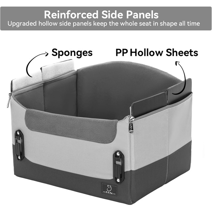 Автокрісло для собак, сіре, для маленьких собак, з кріпленням на ремінь, складна, пральна