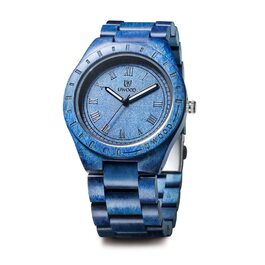 Чоловічий дерев'яний годинник Uwood серії Uw1001blue: ручна робота, кварцовий механізм, аналоговий циферблат, римські цифри, сандалове дерево, вінтажний стиль