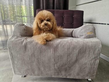 Ліжко для собак Velinda: м'яке диван-ліжко, захист дивану від бруду, темно-синій (Cord)