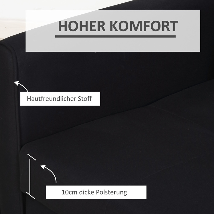 HOMCOM 2-Seater Sofa Bed with Storage, Back Cushions, Polycotton, Wood, Charcoal Gray, 152x101x81cm | Aosom
