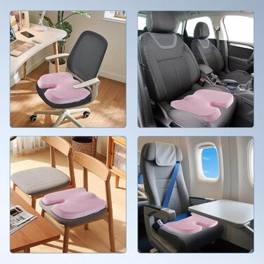 Подушка для спини та сидіння Egret з Memory Foam для офісного крісла та авто – рожева, з регульованими ременями, підтримка попереку, зняття болю та корекція постави