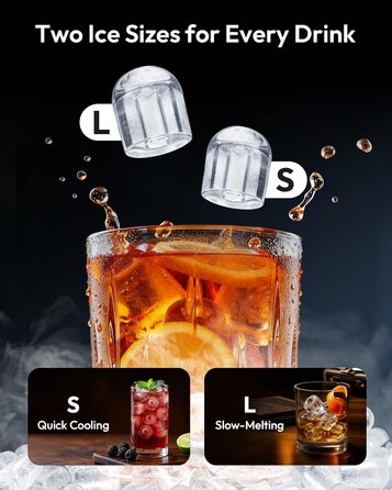 Машина для приготування льоду EUHOMY, чорна, 12 кг/день, самоочищення, 9 кубиків за 6 хвилин, 2 розміри, з ручкою, кошиком та лопаткою