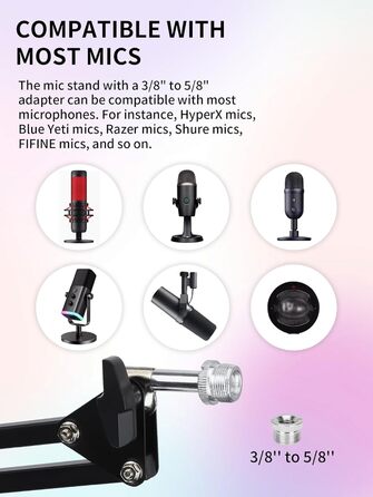 Кріплення для мікрофона HyperX QuadCast та інші - кріплення на стіл з поп-фільтром, сумісне з Blue Yeti, Razer Seiren Mini, YOUSHARES (8. Low Profile)