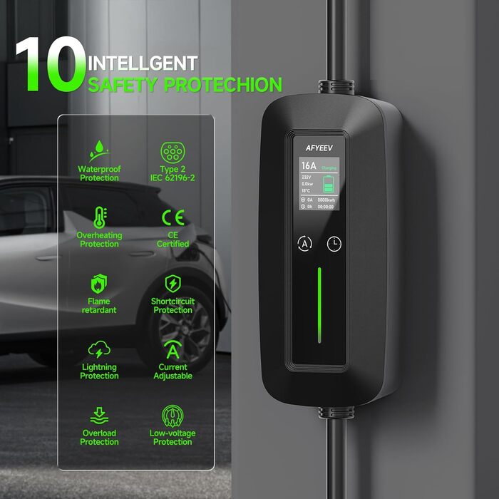 Кабель зарядного пристрою для електромобіля Schuko 6м 3.68kW 6-16A (Тип 2), EV, KS10-01, KS10-3.6kW