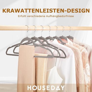 Набір вешалок для одягу HOUSE DAY, 30 шт., велюрові, преміум-якість, обертаються на 360°, сірі