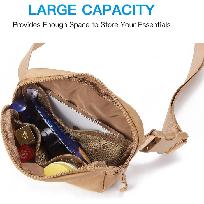 Сумка на пояс жіноча/чоловіча Telena, спортивна/модна, сумка через плече, кросбоді, з регульованим ремінцем, бежева (світло-коричнева)