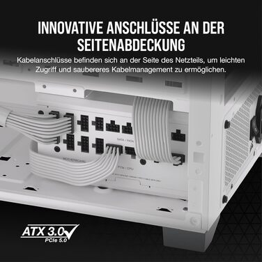 Блок живлення Corsair RM1000x Shift 1200W, повністю модульний, ATX 3.1 & PCIe 5.1, 80 Plus Gold, білий