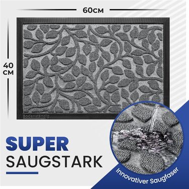 Килимок для дому та вулиці 40x60 см сірий - міцний, з рифленою поверхнею для чищення взуття