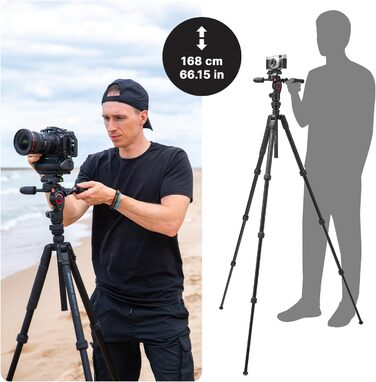 Штатив Manfrotto Befree Advanced 3-Way з тріножкою та рідинною головкою, алюміній, для камер та відеокамер до 6 кг, ультракомпактний, аксесуари для фото та відео