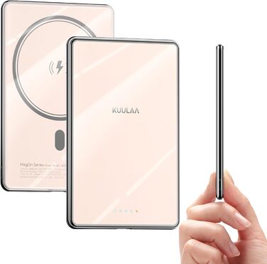 PowerBank Kuulaa Ultra Slim 5000 mAh з MagSafe, Type-C 20W, Швидка зарядка, 7.2 мм, для iPhone 16/15/14/13/12 (Рожевий)