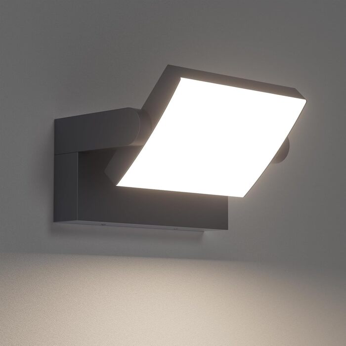 Klighten Зовнішня лампа 24W, водонепроникна IP65, поворотна LED панель для саду, тераси, фасаду. 1500 люмен, тепле біле світло 3000K, антрацит