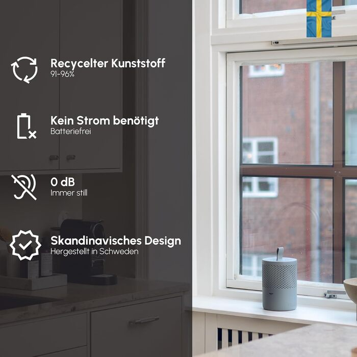 Безструмний осушувач повітря AbsoDry до 25 м² - З наповнювачем, з переробленого пластику - Для вітальні, ванної, підвалу - Осушувач для квартири