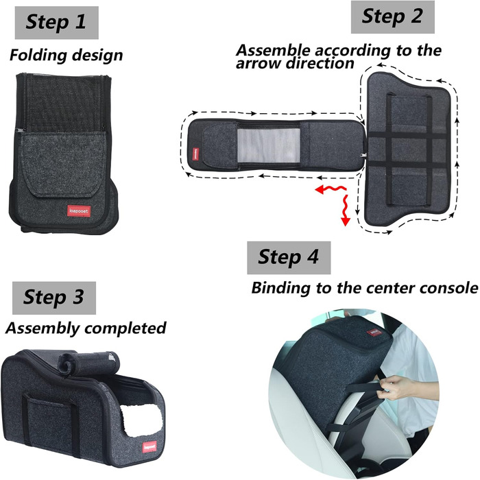 Автокрісло для собак у центральній консолі, сіре, для маленьких собак, котів та домашніх тварин