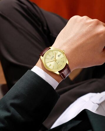 Годинник чоловічий CIVO з нержавіючої сталі: прості аналогові годинники для бізнесу з підсвічуванням дати - водонепроникні для роботи та відпочинку - стильний подарунок для чоловіків (колір: коричневий)