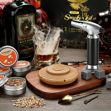 Набір для копчення коктейлів: 4 дерев'яні чіпси, аксесуар для віскі, коктейлів, кави, бурбону та м'яса