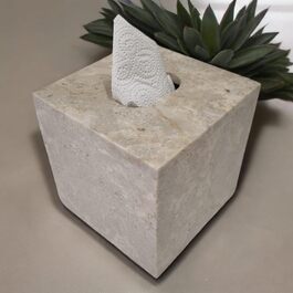 Marble Tissue Box - Natural Stone Cosmetic Tissue Holder - Beige Stone Tissue Box for Bathroom, Living Room, Hallway, etc.