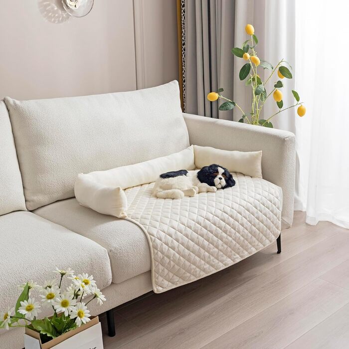 OKYUK Dog Beds Dog Cushion - Sofa Protector, Handcrafted Washable Dog Bed, Dog Cushion, Couch Cushion, Fluffy Dog Mat for Large, Medium & Small (75 x 75cm) (90 x 90 cm, Beige)