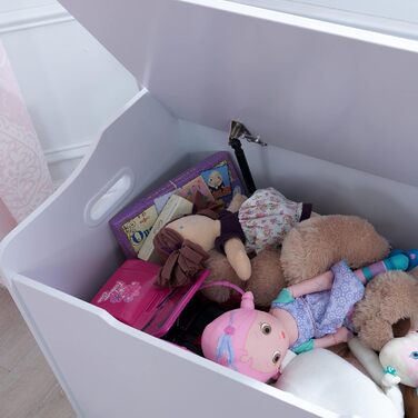 Дитяча іграшкова скриня KidKraft Austin біла, дерев'яна, з безпечними петлями, велика коробка для зберігання з кришкою, меблі для дитячої кімнати