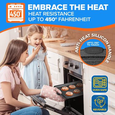 Набір форм для випічки Emporio Kitchen – антипригарне покриття, набір форм з вуглецевої сталі з сірими силіконовими ручками, без PFOA, PFOS, PTFE, рецептурник в комплекті, деко для випічки (до 230°C), сірий, набір з 25 шт.