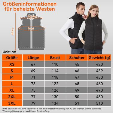 Обогрівальний жилет для чоловіків та жінок - USB жилет з 9 зонами нагріву та 3 рівнями температури, ідеальний для кемпінгу та піших прогулянок (Powerbank не входить до комплекту), чорний, 3XL