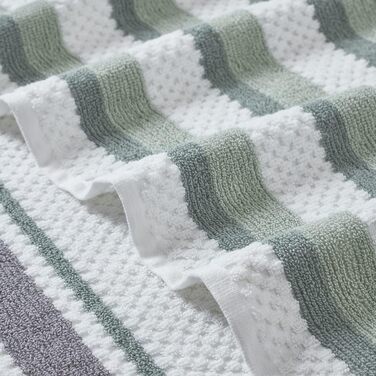 Modern Threads Pax 6-Piece Reversible Dyed Jacquard Towel Set – Bath Towels, Hand Towels, and Washcloths – Super Absorbent and Quick Drying – 100% Combed Cotton, Ivy