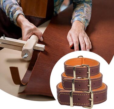 Нашийник для собак з натуральної шкіри, регульований, з м'якою підкладкою, для середніх, великих та екстра-великих порід (колір: коричневий, розмір: M)