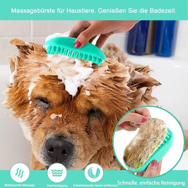 Щітка для собак і котів, самоочисна, для вичісування підшерстка та відмерлого волосся, ідеальна для довгошерстих та короткошерстих порід, делікатна до шкіри, зменшує випадіння шерсті, синя (зелена - набір 5 в 1)