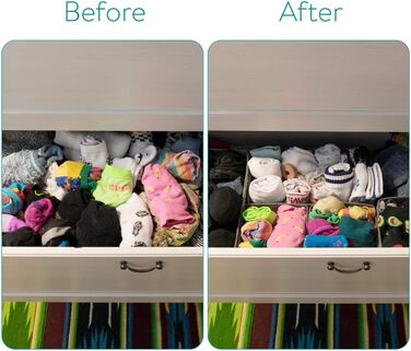 Navaris Storage Boxes Organizer Organization System Fabric Boxes - 12 Pieces in Various Sizes - for Wardrobe and Drawers - Foldable (Gray - White)
