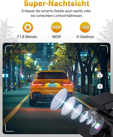 Відеореєстратор GKU 4K Auto з Wi-Fi, 170° кут огляду, Нічне бачення, WDR, 24H паркування, G-сенсор, в комплекті SD-карта 64GB, Чорний
