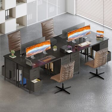 Комп'ютерний стіл Coleshome з 6 висувними ящиками, 160x52 см, з полицями для дому та офісу (чорний)