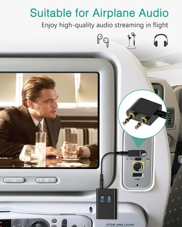 ORIA Bluetooth 5.3 Аудіоадаптер 2-в-1: для стереосистем, навушників, колонок, ноутбуків. Зарядка Type-C (Чорний)