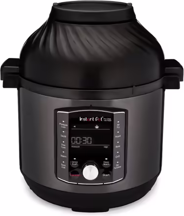 Мультиварка Instant Pot Pro Crisp 11-в-1: скороварка, аерофритюрниця, повільноварка, пароварка, гриль, дегідратор, Sous-Vide, 7.6 л, 1500 Вт, чорна нержавійка