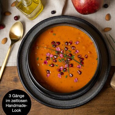 Moritz & Moritz SOLID 36-Piece Stoneware Dinnerware Set for 12 - 12-Piece Dinnerware Set consisting of 12 Dinner Plates, Small Plates, and Deep Plates (36-Piece)