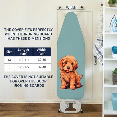 Покриття для прасувальної дошки Encasa XO Wildbluen, 112x33 см, 4 мм, з фіксувальним гумкою та силіконовою підставкою для праски