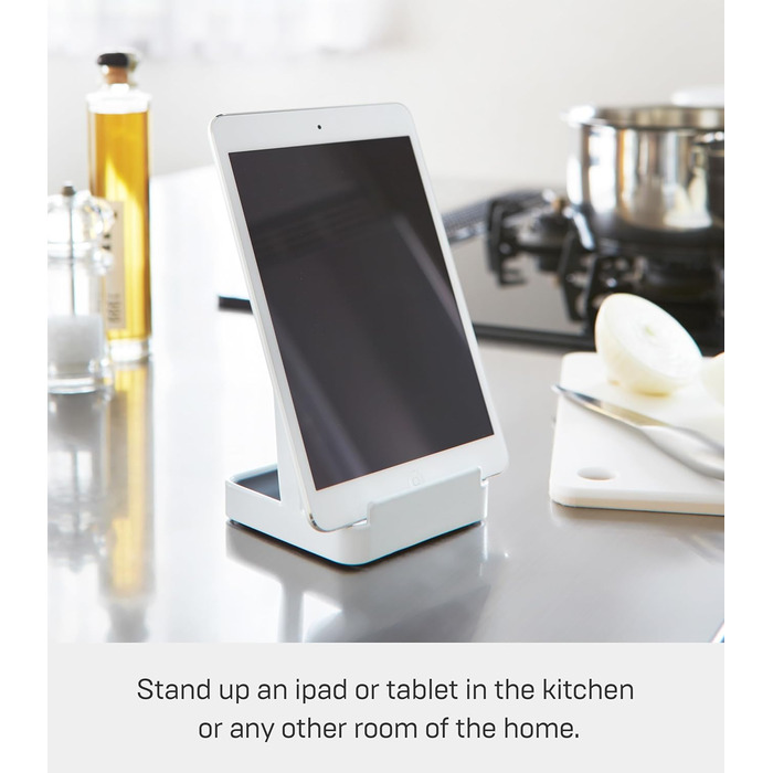 Yamazaki 2248 TOWER Ladle & Pot Lid Stand, White, Steel, Minimalist Design, 10 x 10 x 15 cm (LxWxH)