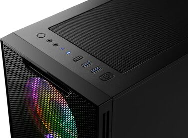 Корпус для ігрового ПК VITRUM PRO - Midi Tower з RGB підсвічуванням, скляна бічна панель, встановлені вентилятори, підтримка ATX/mATX/Mini-ITX, білий, чорний
