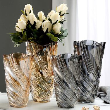Скляна ваза для квітів Blumenvase Glas, 24 см, кришталева ваза, сучасний дизайн, велика ваза для букетів тюльпанів, декор для дому, подарунок на весілля, день матері, новосілля