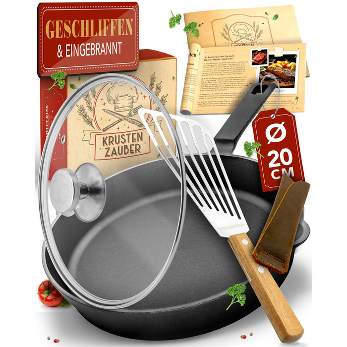 Чавунна сковорода Krustenzauber 28 см для індукції з інструкцією та кулінарною книгою