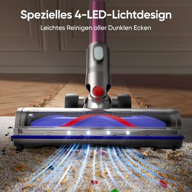 Насадка для пилососа Dyson V7 V8 V10 V11 V15 FLYLINKTECH з LED підсвіткою та 2 роликами (Червона)