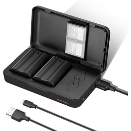 Акумулятор NEEWER 2280mAh (2 шт.) з USB-зарядним пристроєм, сумісний з Sony ZV-E10II, A9III, A7CII, ZV-E1, A7III, A7IV, FX3, FX30, A6700, A1, A7C, A7CR, A7RIV, A7RV, A7SIII, A9II (EN-EL15c)