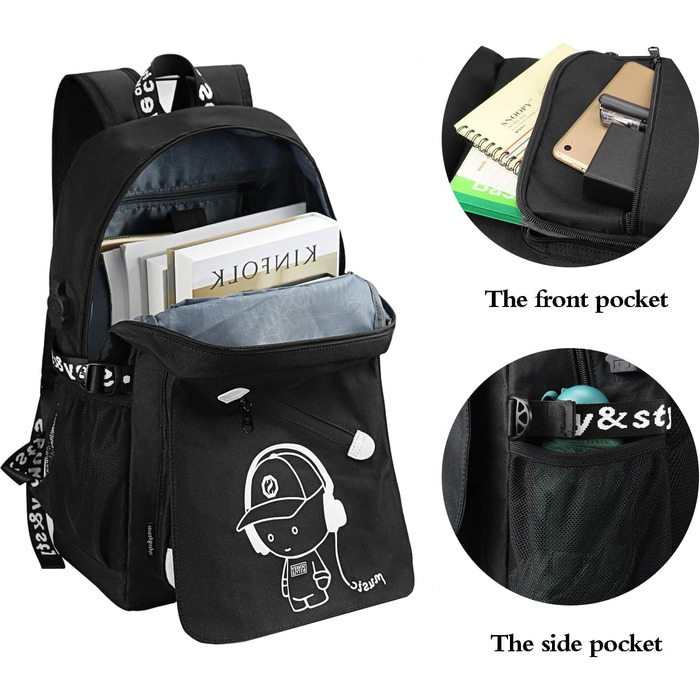 Шкільний рюкзак для хлопчика-підлітка, рюкзаки, шкільні ранці, шкільні сумки для школи (чорний)