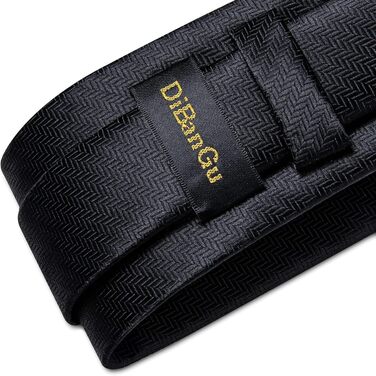 Чорна краватка DiBanGu для чоловіків: краватка, нагрудна хустинка та краватки-кліпси (комплект)