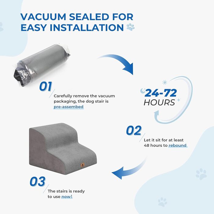 Сходинка для собак, 2 сходинки, 30 см, для маленьких собак та котів, миється, неслизька, сіра