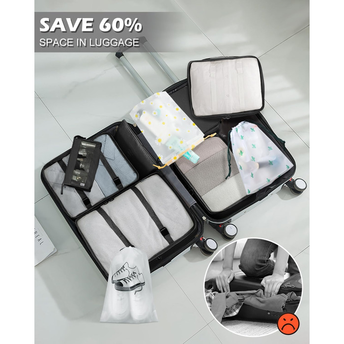 Набір органайзерів для валізи 18 шт., водонепроникні Packing Cubes, чорний - ідеальний органайзер для подорожей з сумкою для одягу