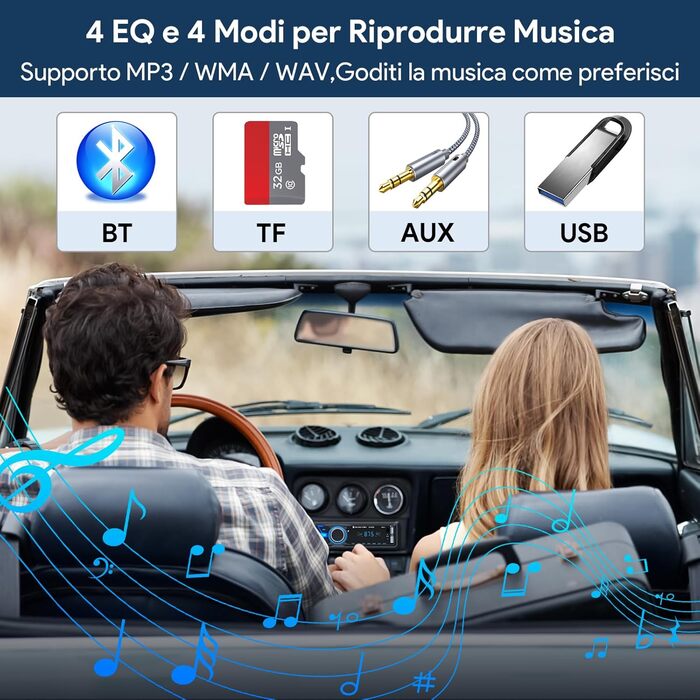 Автомагнітола Bluetooth 1 DIN MP3-плеєр для авто