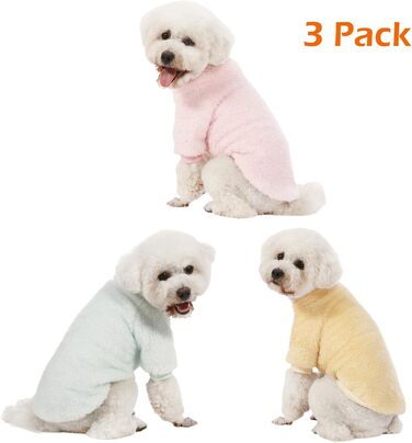 Dog Sweaters, 3-Pack, Dog Sweaters for Small Dogs, Dog Clothes for Small Dogs, Girls and Boys, Ultra Soft and Warm Puppy Sweater Dog Coat for Winter Christmas (XXS,