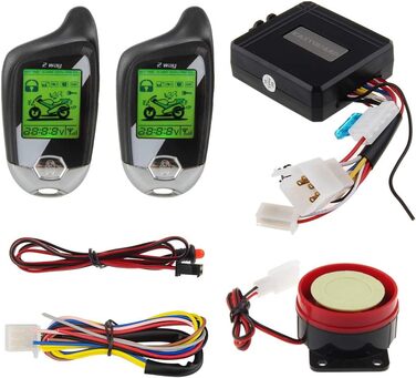 Мотоциклетна сигналізація EASYGUARD EM211 з двостороннім зв'язком, дистанційним запуском, шок-сенсором, датчиками нахилу й руху, LCD-дисплеєм, 12В