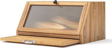 YOUDENOVA Скринька для хліба з дощечкою для нарізання, дерев'яний кошик для хліба, коробка для зберігання, бамбукова коробка для хліба, солі та перечниці, 39x25x20 (ДхШхВ) см, (Bois)